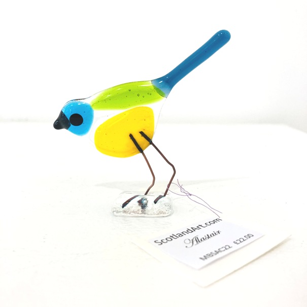 ''Alastair' - Fused Glass Bird' by artist Moira Buchanan